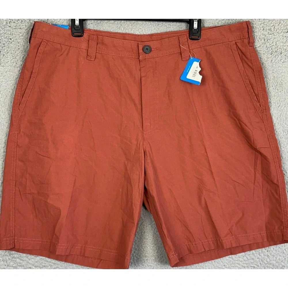 NEW Columbia Shorts Mens 40X10 Rust Orange Modern Classic Khaki Chino Flat Front